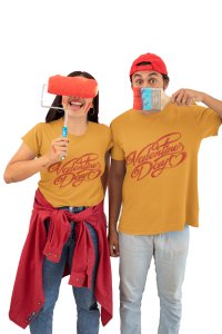 Valentines Day Yellow Printed T-Shirts