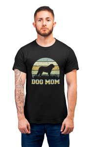 Dog mom - printed stylish Black cotton tshirt- tshirts for men