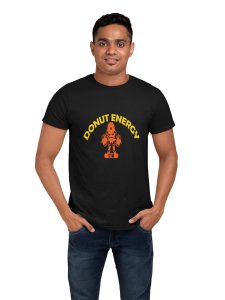 Donut Energy, (BG Orange), Round Neck Gym Tshirt (Black Tshirt) - Clothes for Gym Lovers - Suitable for Gym Going Person - Foremost Gifting Material for Your Friends and Close Ones