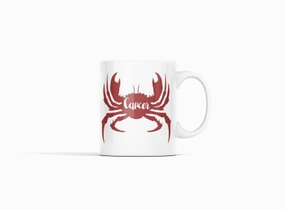 Cancer design (BG Brown)- zodiac themed printed ceramic white coffee and tea mugs/ cups for astrology lovers