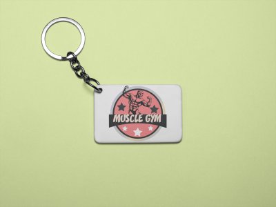 Muscle Gym, (BG Red) - Printed Keychains for gym lovers(Pack of 2)