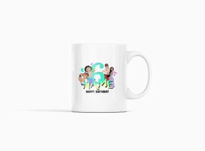 6 Name - animation themed printed ceramic white coffee and tea mugs/ cups for animation lovers