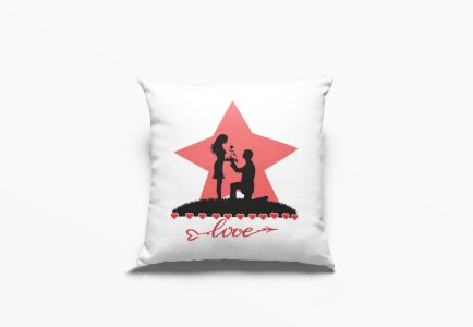 Man Proposing Women With Rose -Printed Pillow Covers For (Pack Of Two)