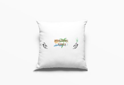 Morning Yoga Text -Printed Pillow Covers(Pack Of 2)