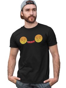 Couples Showing Flying Kiss Emoji T-shirt - Clothes for Emoji Lovers - Suitable for Fun Events - Foremost Gifting Material for Your Friends and Close Ones