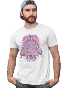 The Power Of Karma White Round Neck Cotton Half Sleeved T-Shirt with Printed Graphics