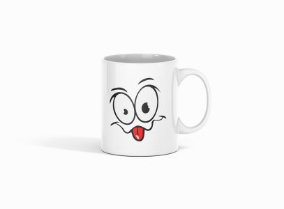 Tongue Out Lips Wave Emoji- emoji printed ceramic white coffee and tea mugs/ cups for emoji lover people