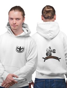 Body Building Center, Muscle Man Lifting Dumbbells printed artswear white hoodies for winter casual wear specially for Men