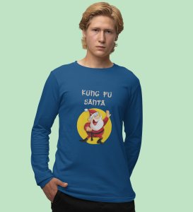 Kung Fu Santa: PerfectFull Sleeve T-shirt For Secret SantaBlue Best Gift For Boys Girls