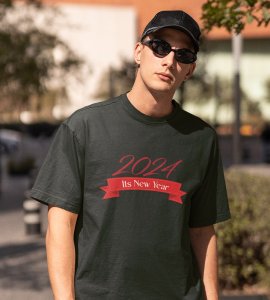 Welcome 2024Green Graphics Printed T-shirt For Mens On New Year Theme Best Gift For New Year