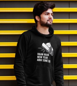 Let Me Sleep,  Black New Year Printed Hoodies For Mens