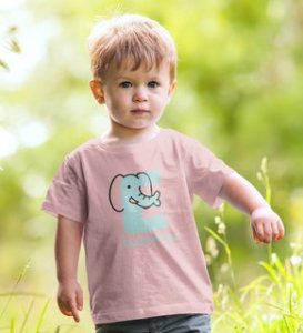 Elephantastic, Boys Round Neck Blended Cotton Tshirt (baby pink)