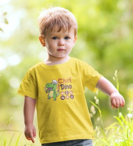 Chef Dino, Printed Cotton Tshirt (Yellow)  for Boys