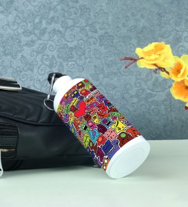 Tiny Terrors: Mini Mobs Doodles on Aluminium Water Bottle 600ml