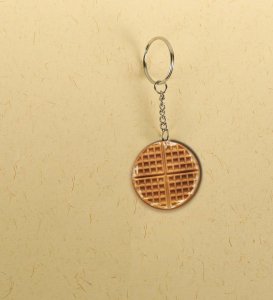 Waffle Artwork Printed Round Keychain Pack of 2