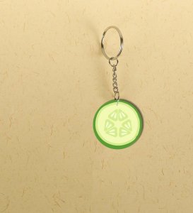 Cucumber Slice Art Printed Round Keychain Pack of 2