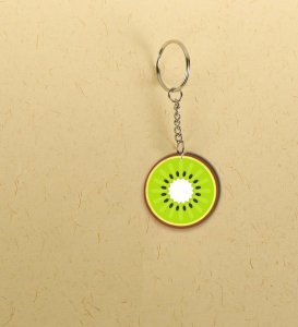 Juicy Kiwi Slice Artwork Design Printed Round Keychain Pack of 2