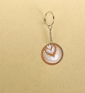 Creamy Coffee Swirl Pattern Printed Round Keychain Pack of 2