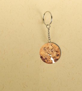 Cracked Dessert Cookie Print Round Keychain Pack of 2