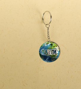 Sustainable Earth Concept in Stylish Print Printed Keychain Pack of 2