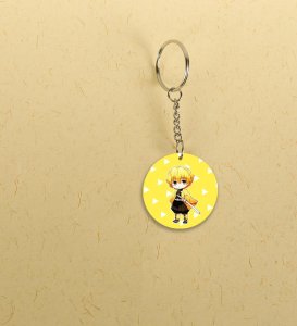 Timid Charm: Printed Round Anime Keychains Pack of 2
