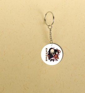 Chibi Style Girl Art Lovers Printed Round Keychain Pack of 2