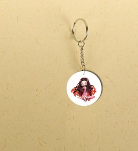 Stylish Anime Girl Design Printed Round Keychain Pack of 2
