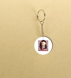 Vibrant Cute Character Drawing Printed Round Keychain Pack of 2