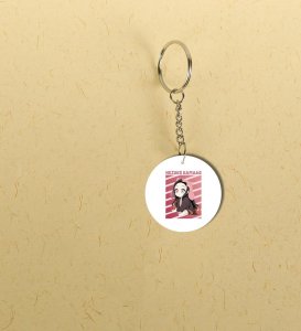 Sweet Illustrated Anime Girl Art Printed Round Keychain Pack of 2