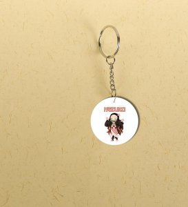 Hand-Drawn Chibi Girl Lovers Printed Round Keychain Pack of 2