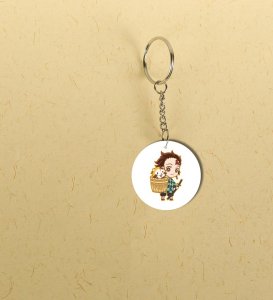 Chibi Hero Character Art Lovers Printed Round Keychain Pack of 2
