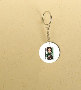 Cool Cartoon Boy With Power Pose Printed Round Keychain Pack of 2