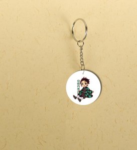 Bold Eyes Anime Boy Art Printed Round Keychain Pack of 2