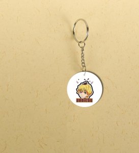 Brave Chibi Style Cartoon Character Printed Round Keychain Pack of 2