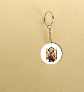 Energetic Anime-Inspired Warrior Pose Printed Round Keychain Pack of 2