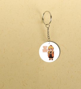 Stylish Comic Style Action Hero Printed Round Keychain Pack of 2
