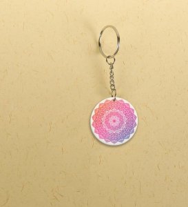 Mandala Elegance: Printed Round Keychains Pack of 2