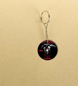 Darkwave Aesthetic with Bold Red Music Mood Printed Round Keychain Pack of 2