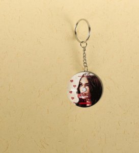 Retro Romance Mood with Bold Love Drama Printed Round Keychain Pack of 2
