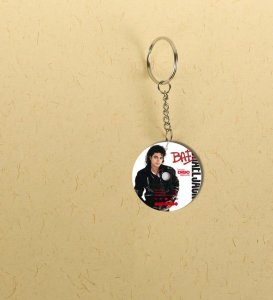 Retro King of Pop Vibe with 80s Energy Printed Round Keychain Pack of 2