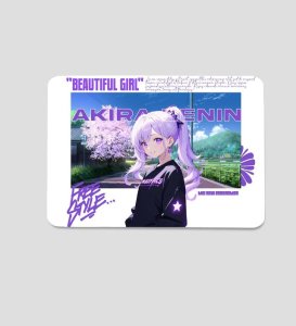 Freestyle Anime Girl Under Cherry Blossoms Printed Mousepad