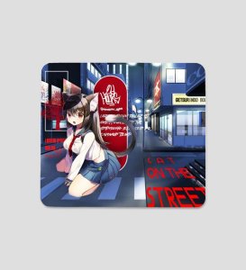 Cool Catgirl On Urban Crosswalk Graphic Printed Shirt