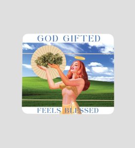 Golden Gratitude Angel Printed Mousepad