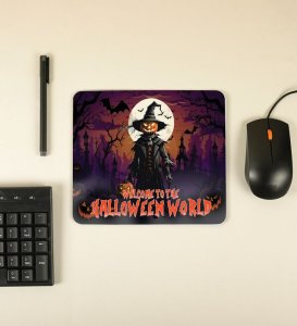 Dark Haunted Forest With Pumpkin Head Printed Mousepad