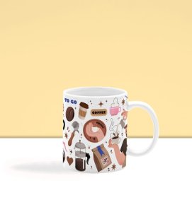 Funky Coffee Beans and Steam Vibe Printed Coffee Mug 250ml