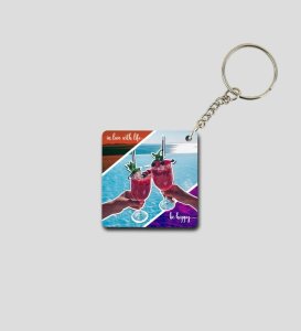 In Love With Life and Ocean Views Printed Keychain Pack of 2