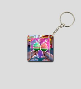 Carnival Fun Swirled Dessert Drinks Printed Keychain Pack of 2