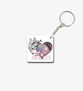 Romantic Miss Me Kiss Me Pair Printed Keychain Pack of 2