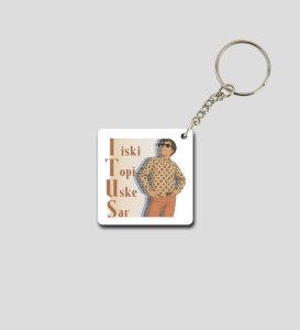 his hat is on his head Printed Keychain Pack of 2