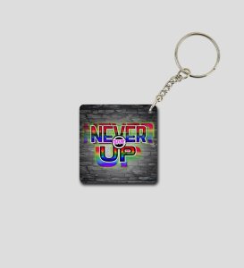 Stay Strong with Never Give Up Printed Keychain Pack of 2